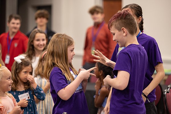 Kids playing Rock, Paper, Scissors